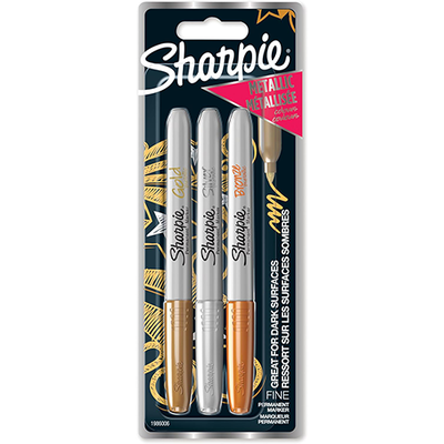 Sharpie Metallic Markers - Pack of 3 - Gold, Silver and Bronze