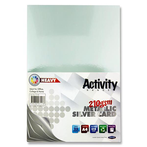 Pack of 25 A4 220gsm Mirror Card Silver or Gold