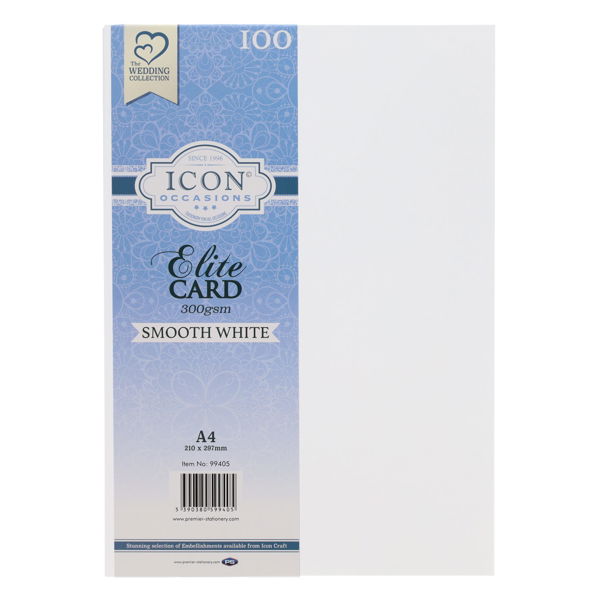 Icon A4 300gsm Smooth Card 100 Sheets White or Ivory