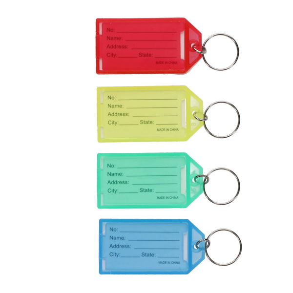 Name Tag Keyrings Pack of 4