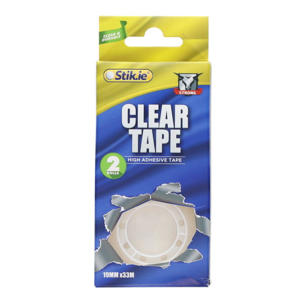 2 Pack of 19mm x 30m Clear Tape
