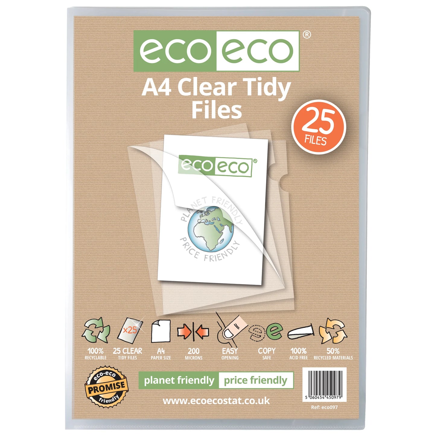 eco-eco A4 50% Recycled Bag Tidy Report Files 10, 25 or 50 Pack