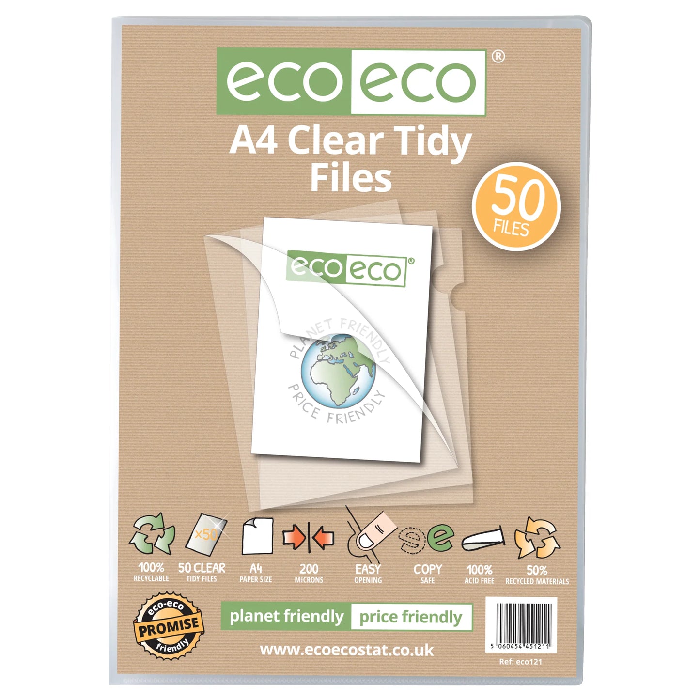 eco-eco A4 50% Recycled Bag Tidy Report Files 10, 25 or 50 Pack