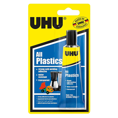 UHU All Plastics, Clear Powerful universal adhesive for plastics, 33ml