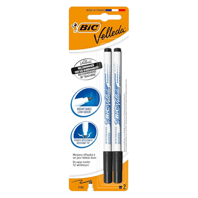 Velleda BIC Erasable Markers 2 x Fine Point Black