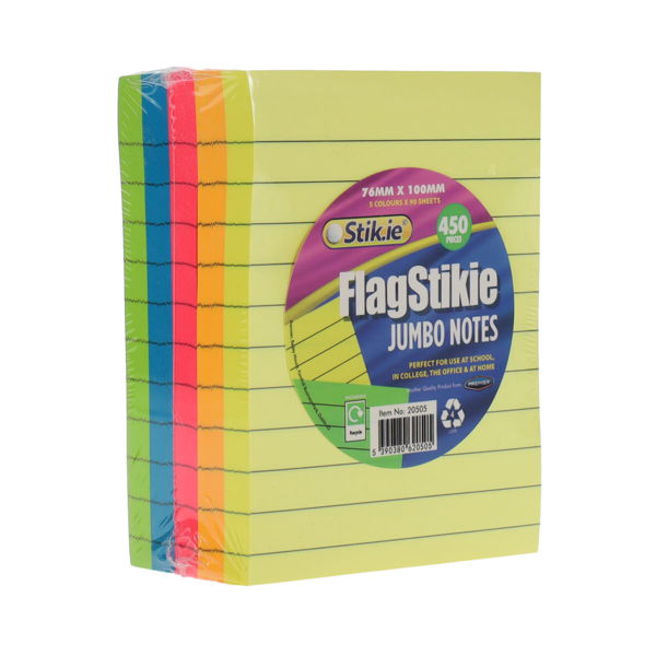 Stik.ie Stik-Ie 450 Flagstikie Ruled Notes 76mmx100mm