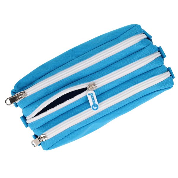 Premtone 3 Section Fabric Pencil Case - Black, Pink or Blue