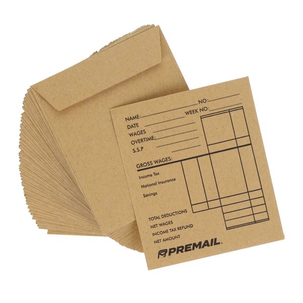 50 x Manilla Printed Wage Envelopes