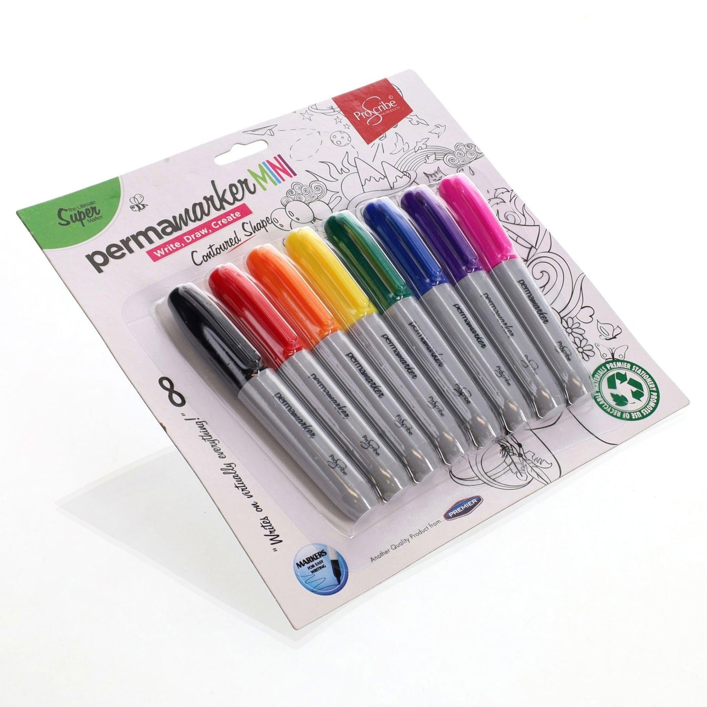 Pro:Scribe 8 Mini Permanent Markers  Assorted