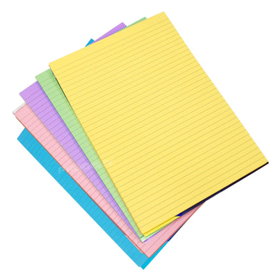 Pack of 5 Visual Memory Aid A4 Assorted Colour 100 Page Paper Notepads