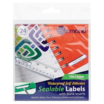 Waterproof Self Adhesive Sealable Labels with Blank Inserts 70 x 15mm Pack of 24