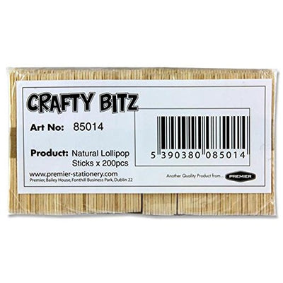 Crafty Bitz 200 Lollipop Sticks Natural Colour