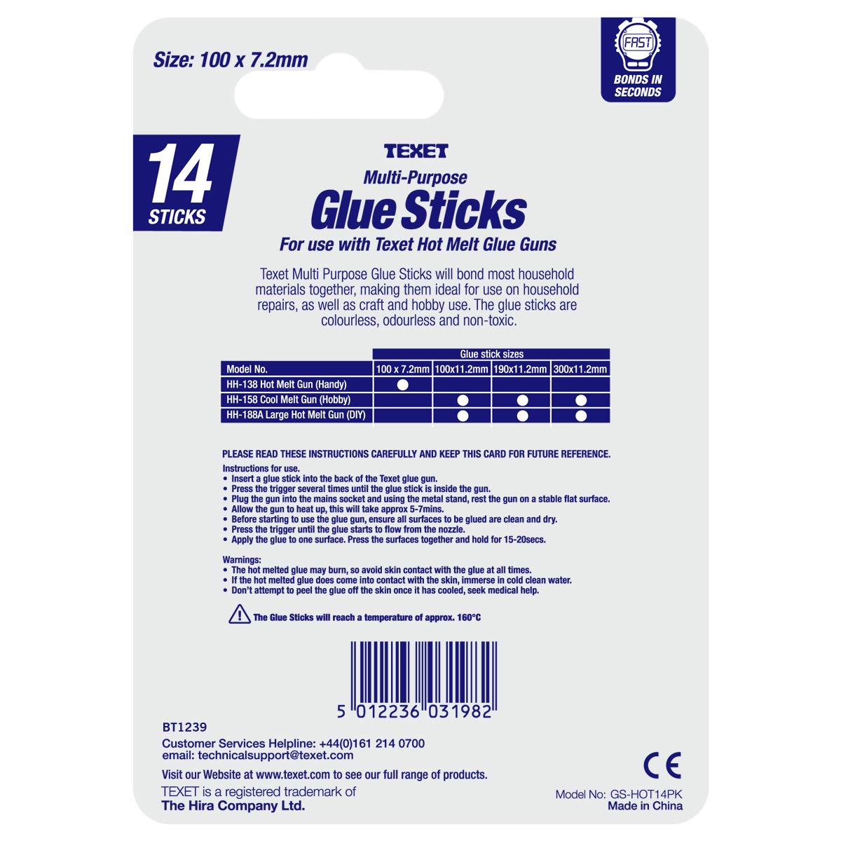 Texet Hot Melt Glue Sticks | Pack of 14 Sticks | Ideal for Household Repairs & Craft | Odourless and Non-Toxic