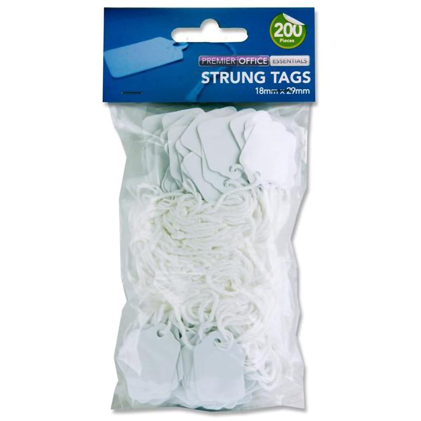 Strung Tags 18 x 29mm - White (Pack of 200)