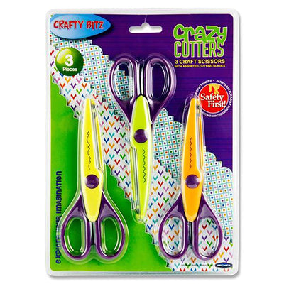 Crafty Bitz Crazy Cutters Craft Scissors Pack of 3