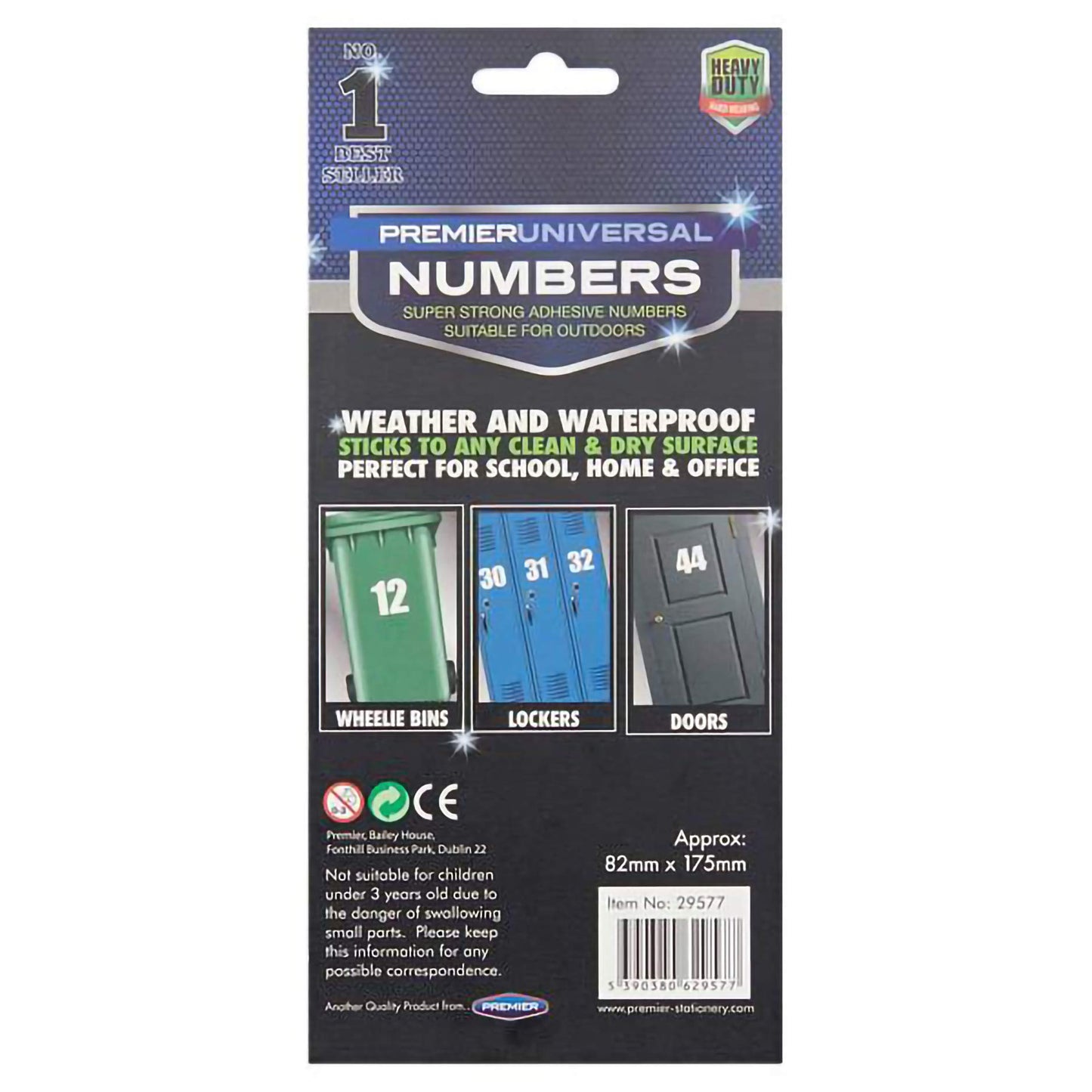 Premier Stationery 82 x 175mm Adhesive Numbers  0 - 9
