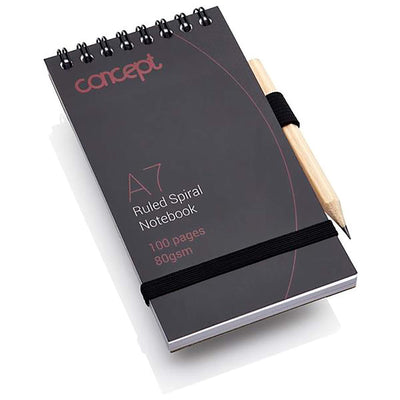 Concept A7 100 Pages Spiral Pocket Notebook with Pencil