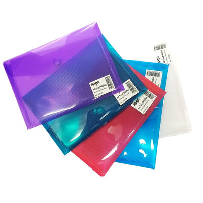 Tiger A6 Coloured Document Stud Wallets Pack of 5