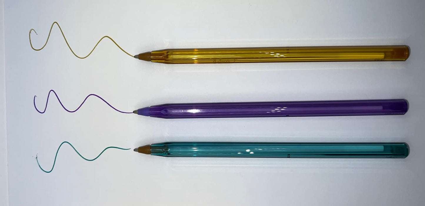 Bic Cristal 1.0mm Medium Ballpoint Pens - 3 Assorted Colours Pack of 15