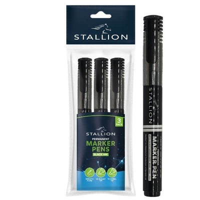 Stallion Permanent Maker Pens Black 3 Pack