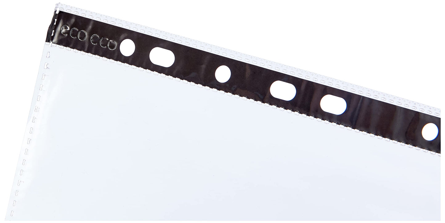 eco-eco eco093 A4 100% Recycled Coloured Spine Punched Pockets Glass Clear 100 x 45 micron