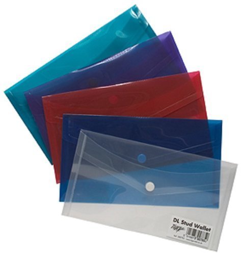 Tiger DL Envelope Stud Wallets Assorted Colours Pack of 5