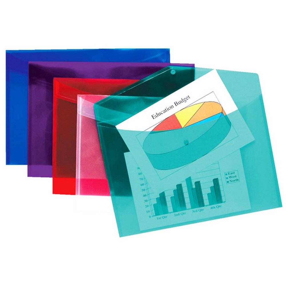 Tiger A5 Coloured Document Stud Wallets Pack of 5