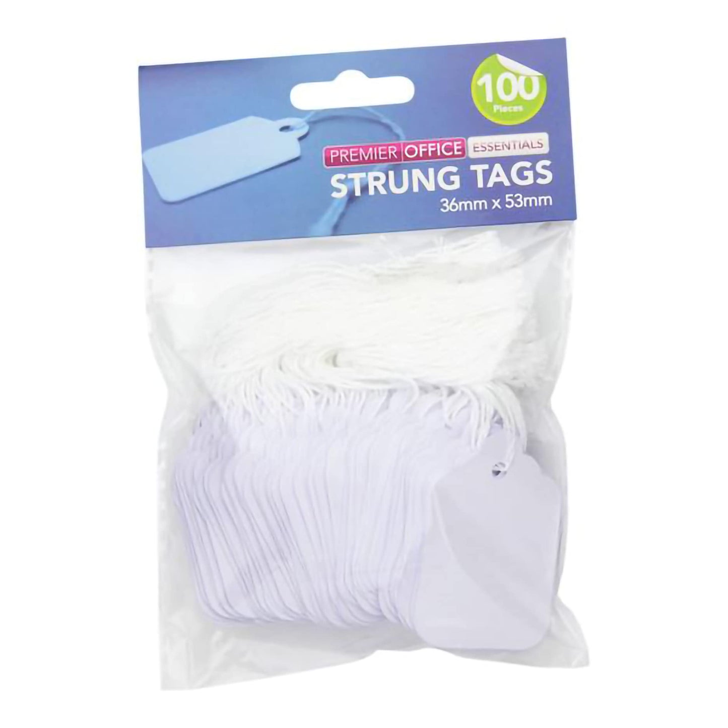 Strung Tags 36 x 53mm - White (Pack of 100)