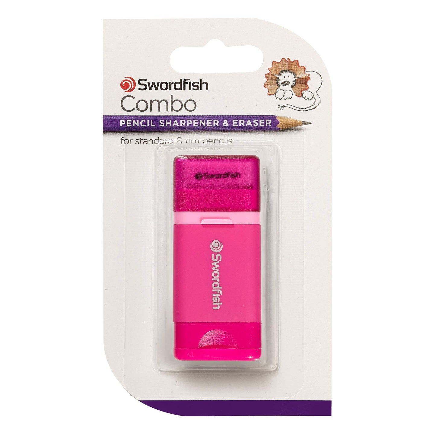 Swordfish Combo Pencil Sharpener and Eraser - Pink