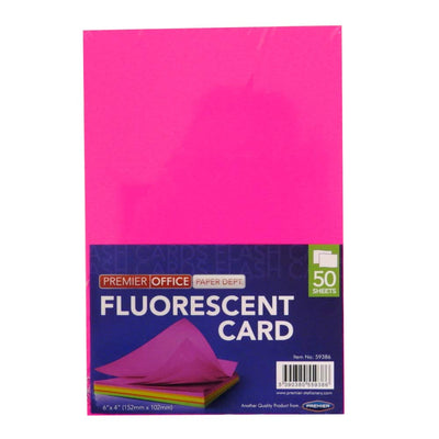 4" x 6" Fluorescent Card 50 Sheets Mixed Colours