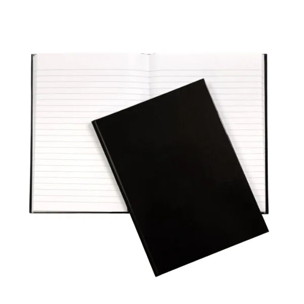 A4 or A5 160 Page 8mm Ruled Charcoal Black Casebound Notebook