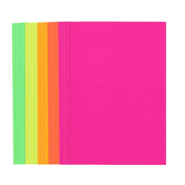 4" x 6" Fluorescent Card 50 Sheets Mixed Colours